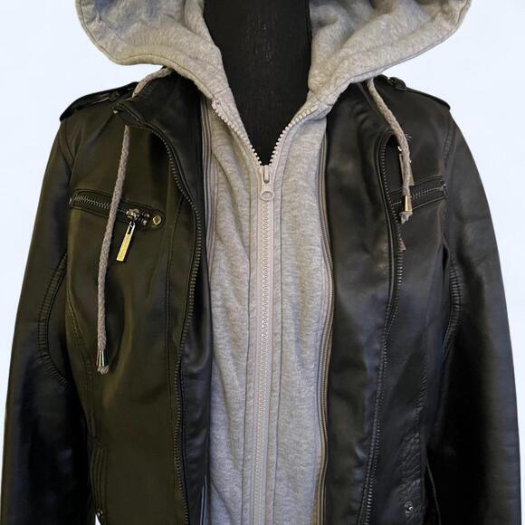 Jou Jou Leather jacket with removable grey interior Size Small - Picture 2 of 8